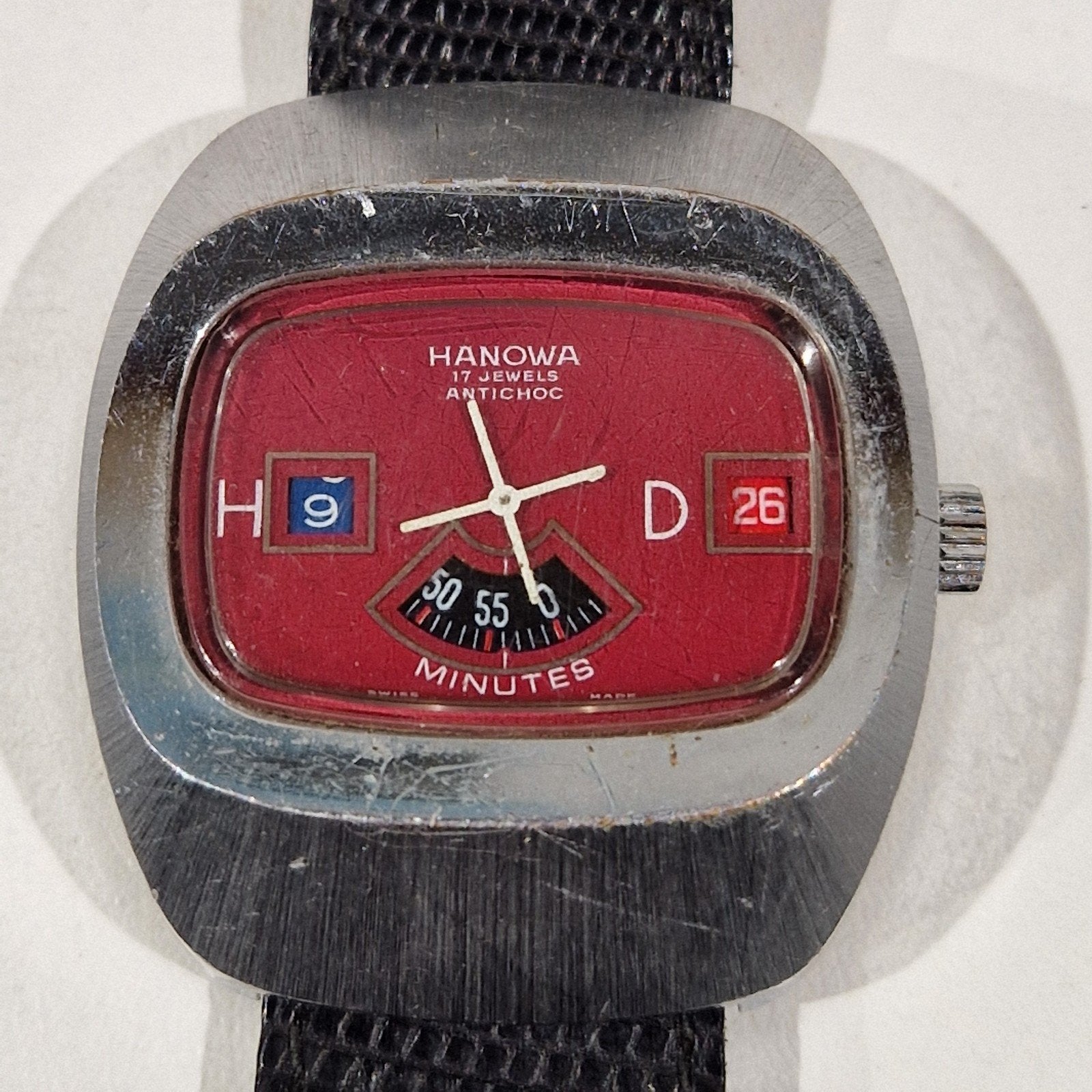 Hanowa Jump Hour heren horloge ,  Zwitserland space age, Bijoux, Sacs & Beauté, Montre-bracelet, Autres marques, Enlèvement ou Envoi
