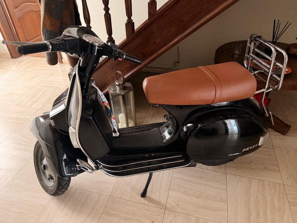 Zwarte Vespa PX125, Ophalen, Gebruikt, Overige modellen, Benzine