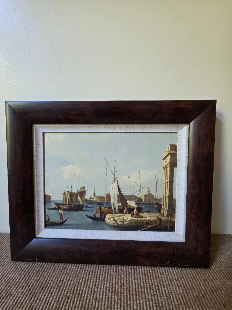 schilderij geschilderd, Antiquités & Art, Art | Peinture | Classique, Enlèvement ou Envoi, Encadré, Maritime / eau