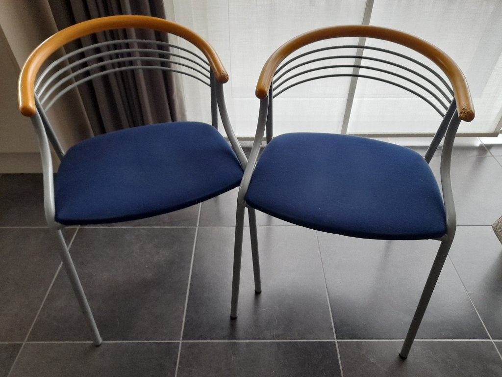 2 eetkamerstoelen, Ophalen, Gebruikt, Blauw, Twee