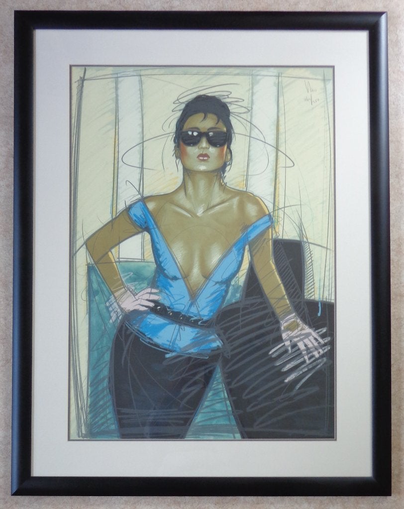 NICO VRIELINK / VROUW ZONNEBRIL / LITHO / 124x96cm / KADER, Antiquités & Art, Art | Lithographies & Sérigraphies, Signé, Enlèvement