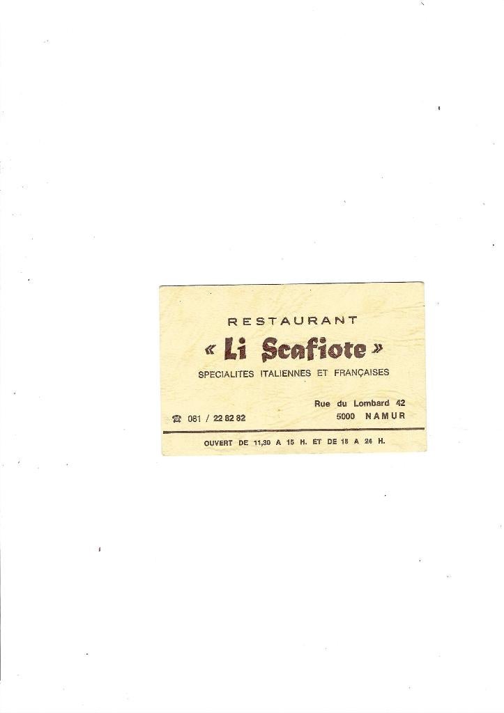 Carte de visite commerciale (restaurant), Collections, Enlèvement ou Envoi, Utilisé