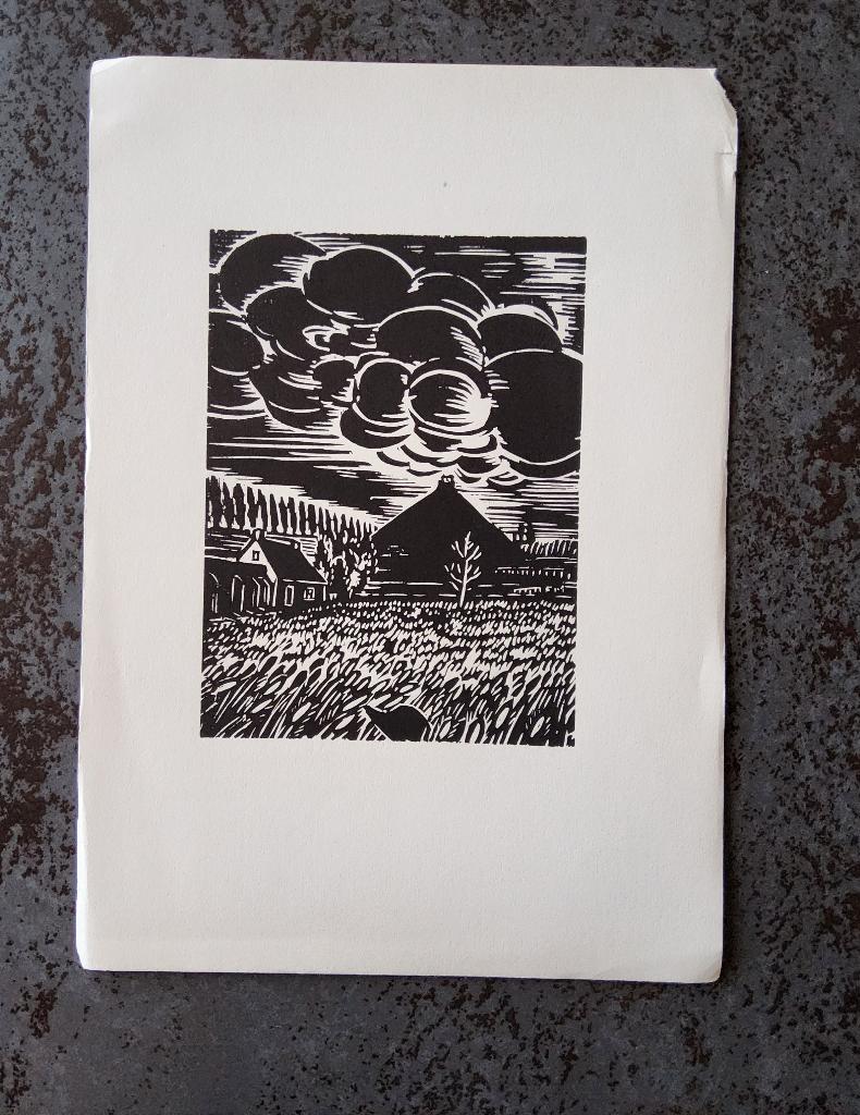Houtsnede Waterloo door Frans Masereel, 28 cm, 1950 - 1999, 19 cm, Architectuur