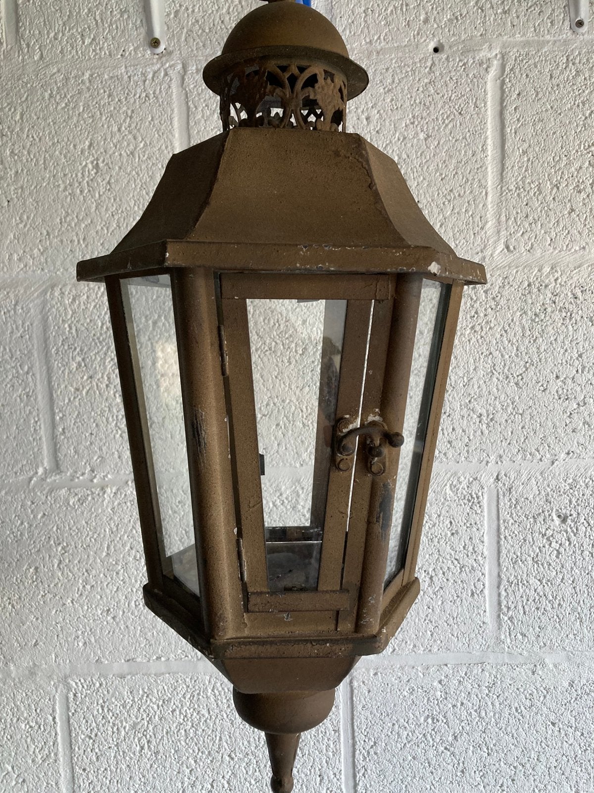 Lantaarn windlicht, Ophalen, Gebruikt, Bruin, Glas