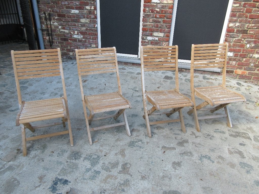 4 tuinstoelen in teak Rive Bleu fijne stoelen voor de tuin, Ophalen