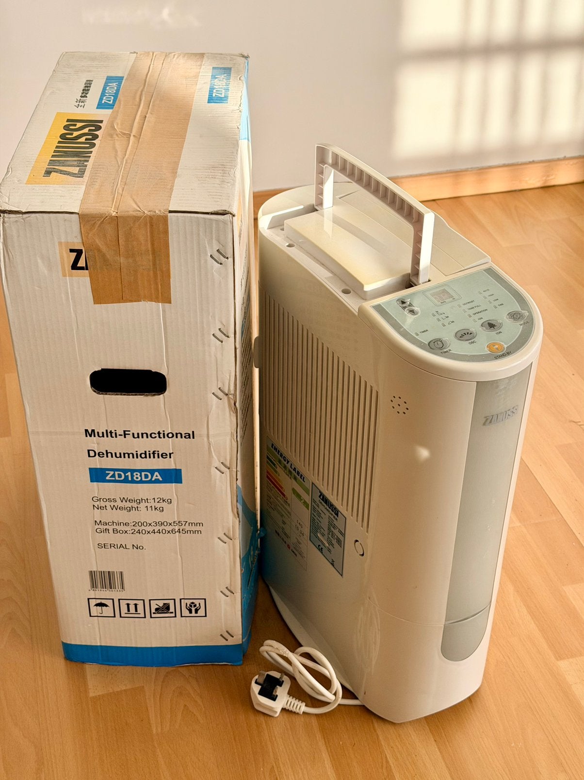 À donner – Déshumidificateur Zanussi ZD18DA – 18 L/jour, Electroménager, Enlèvement, Utilisé, Déshumidificateur