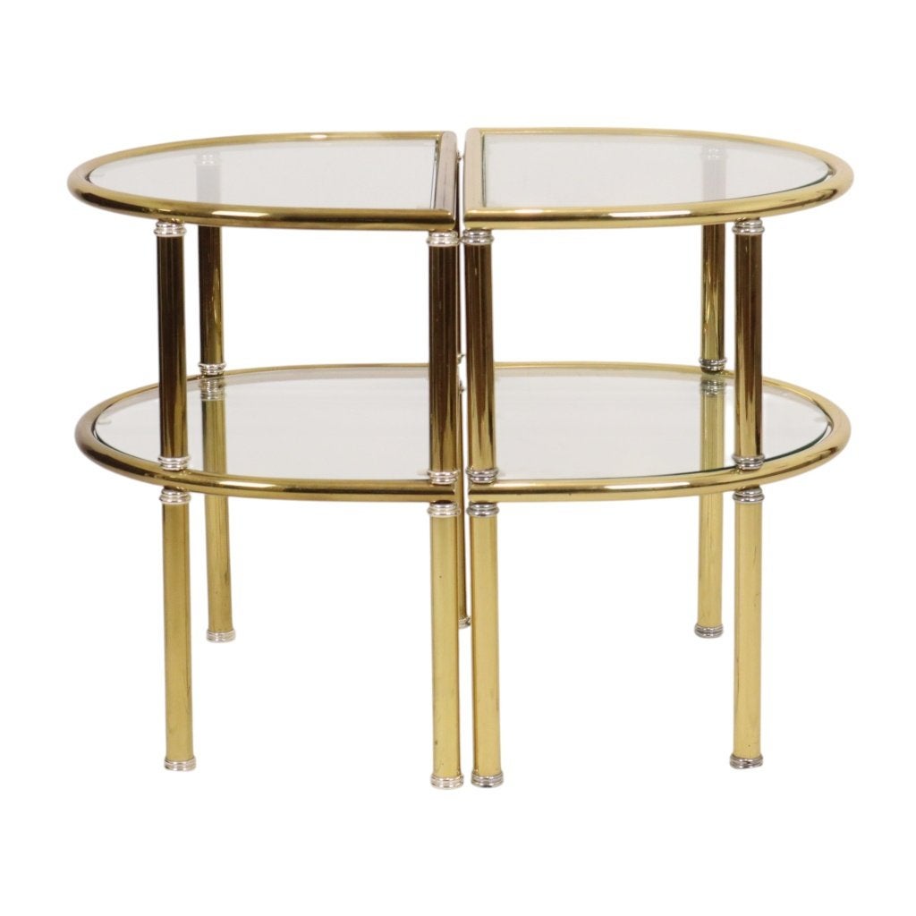 Bijzettafels Nachttafels Chroom Rookglas Hollywood Regency, Minder dan 55 cm, Gebruikt, Glas, Nvt