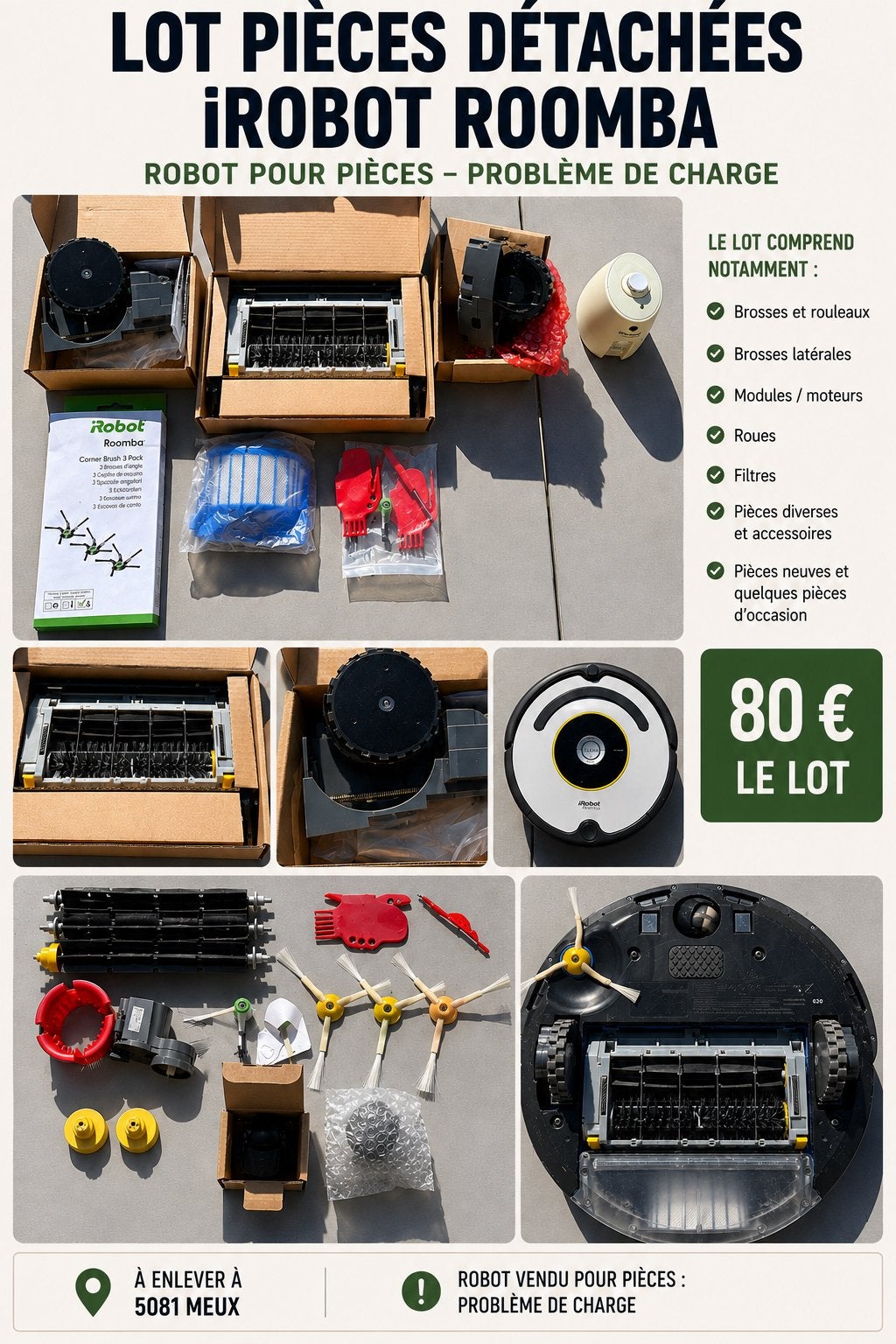 iRobot Roomba – Pièces détachées + robot, Enlèvement, Comme neuf, IRobot