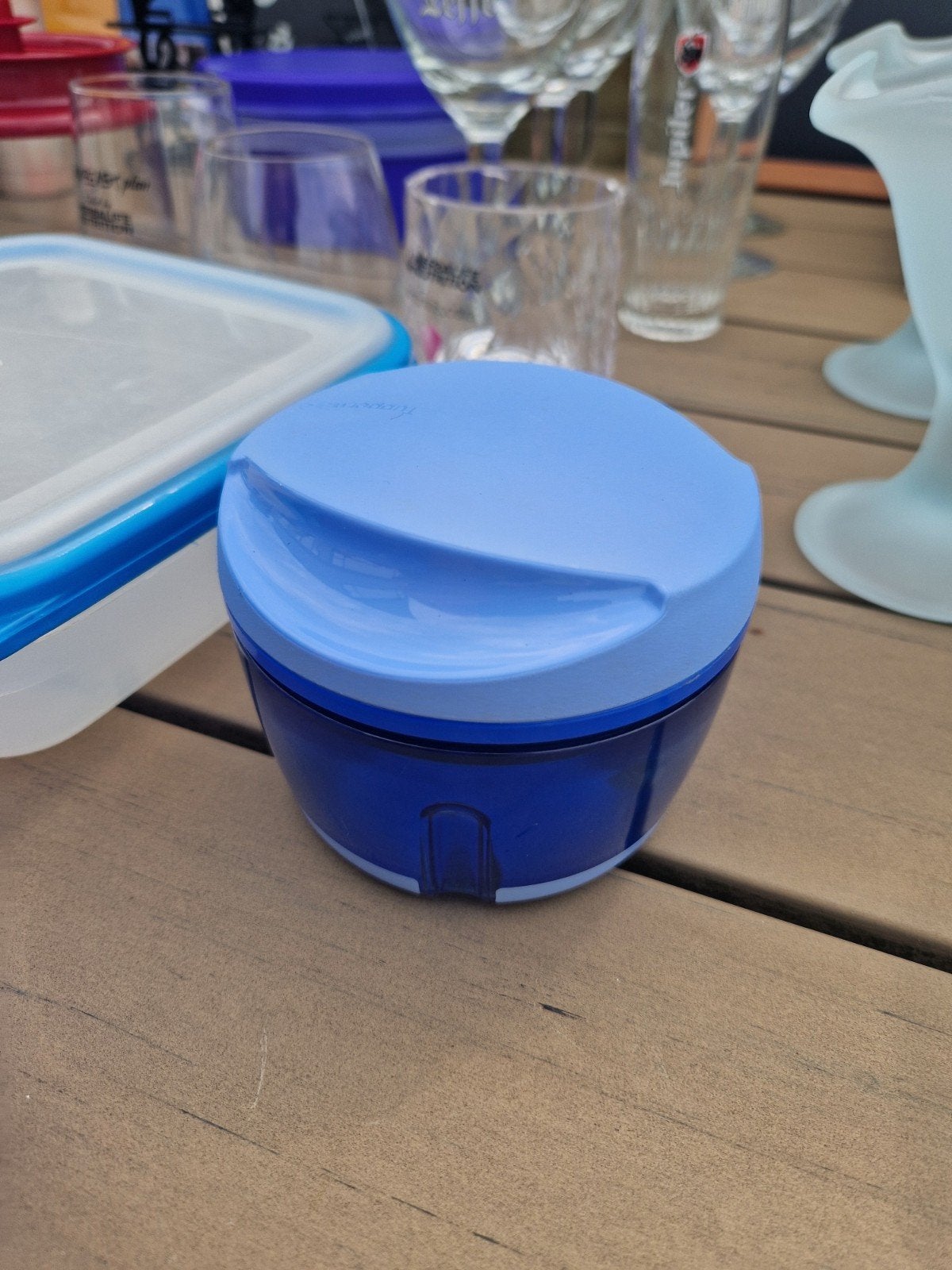 Tupperware Mini Quick Chef, Maison & Meubles, Enlèvement, Comme neuf, Bleu, Autres types