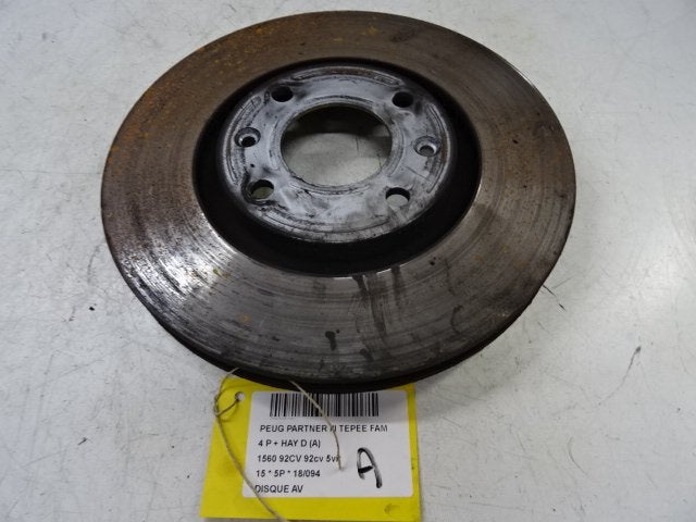 FREIN DISQUE AVANT Partner Tepee (7A / B/C/D/E/F/G/J/P/S), Utilisé, Peugeot