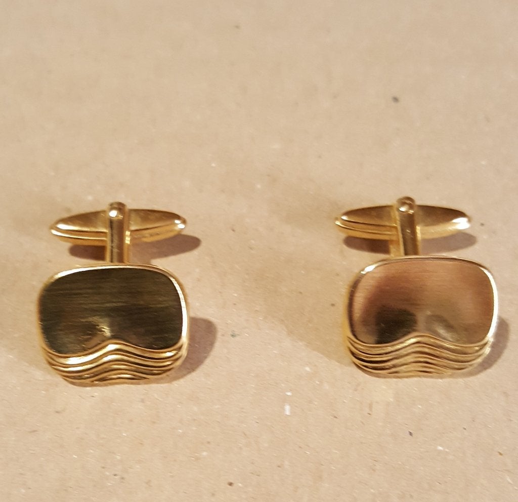 Vintage Jaren 50 Manchetknopen - Goudkleurig Reliëf, Ophalen of Verzenden, Zo goed als nieuw, Overige materialen