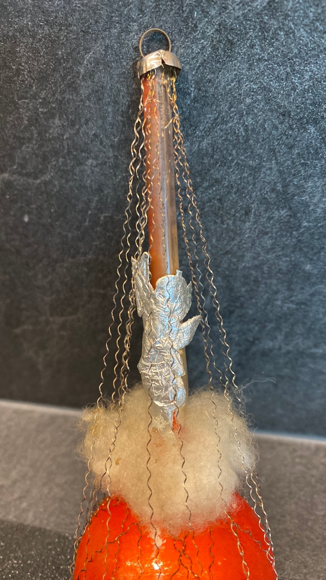 Antieke kerstbal met tinsel, Ophalen of Verzenden, Gebruikt