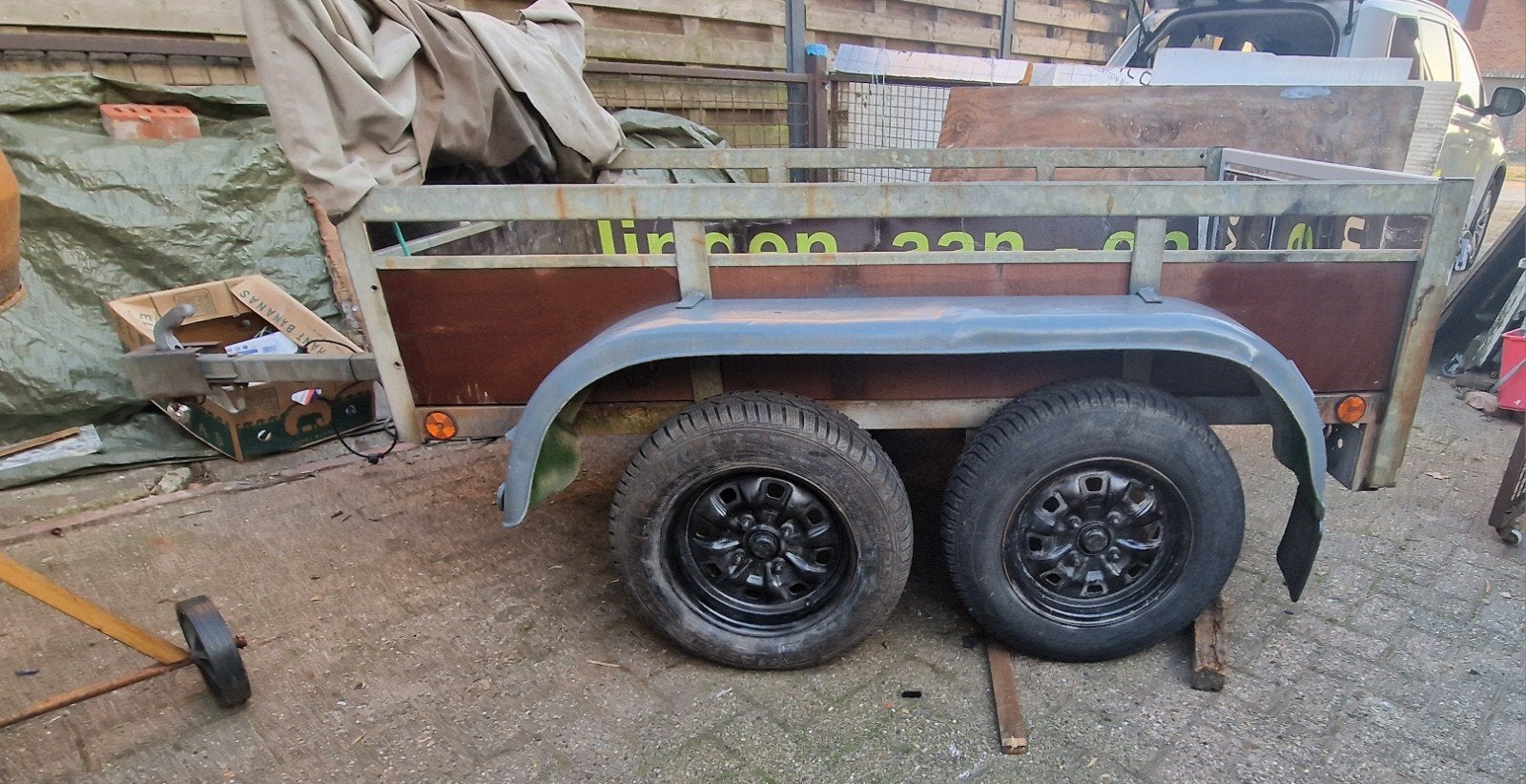 aanhangwagen/remorque dubbelasser  200x125 cm, Ophalen