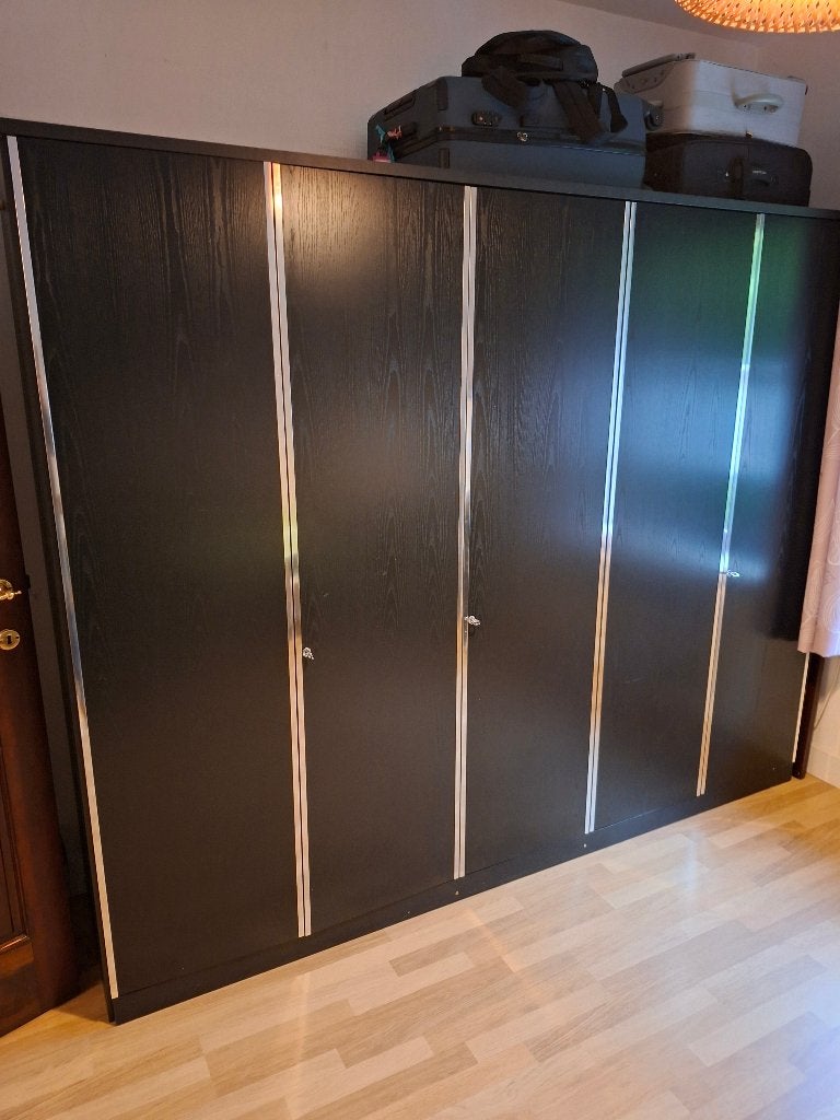 kleerkast+kommode+2 nachtkastjes+spiegel, Huis en Inrichting, Ophalen, 200 cm of meer, Teakhout, 200 cm of meer