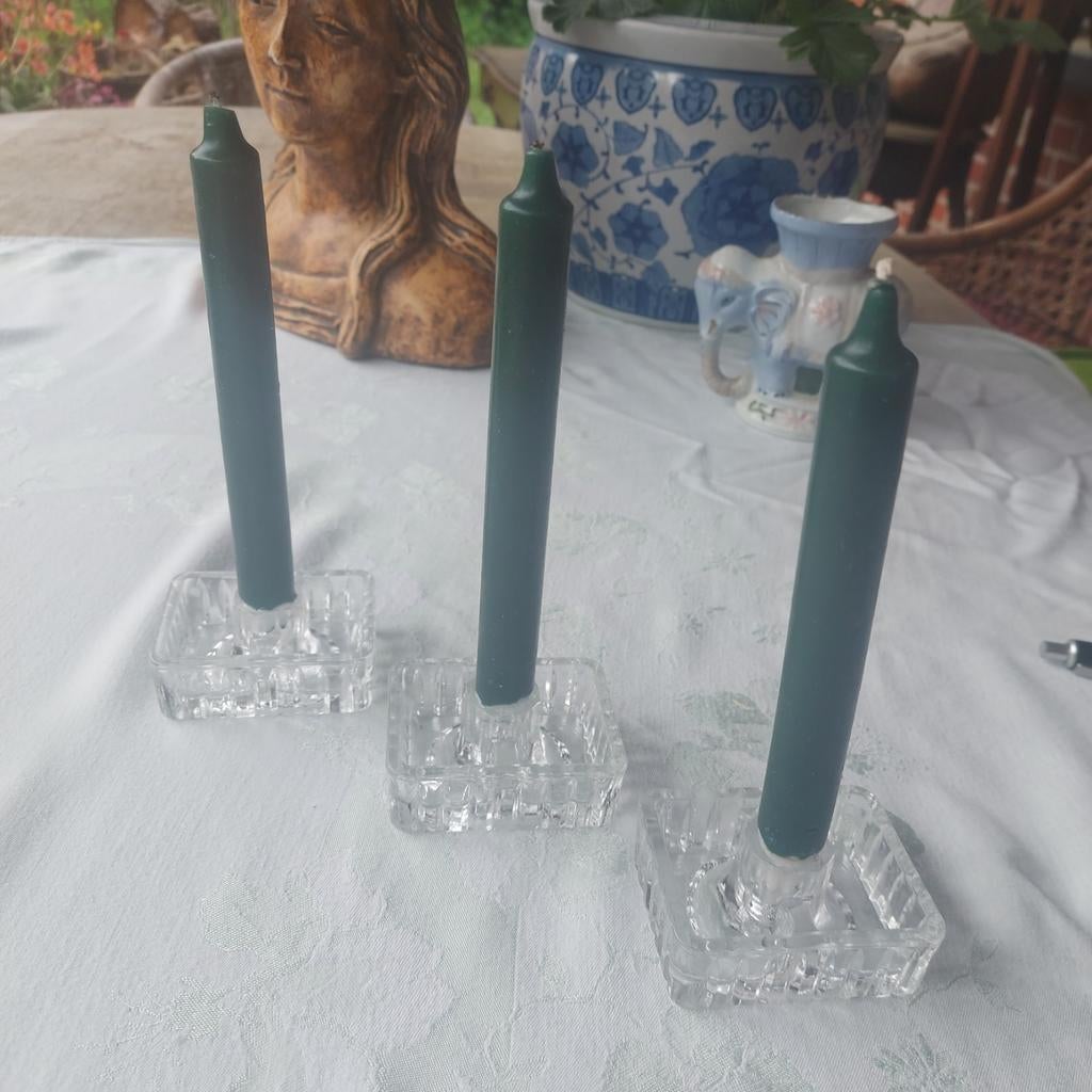 3 glas kandelaars/italy/Jr 70/ set prijs 5€, Ophalen of Verzenden, Glas