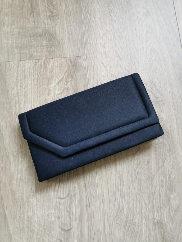 Vintage clutch, Handtassen en Accessoires, Tassen | Damestassen, Ophalen of Verzenden, Gebruikt, Blauw, Avondtasje