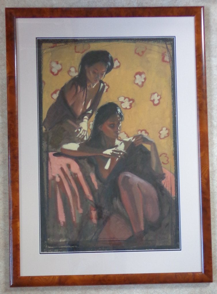 NICO VRIELINK / SENSUELE VROUWEN / OLIEVERF / 129x93cm KADER, Peinture à l'huile, Figures, Enlèvement, Papier/carton