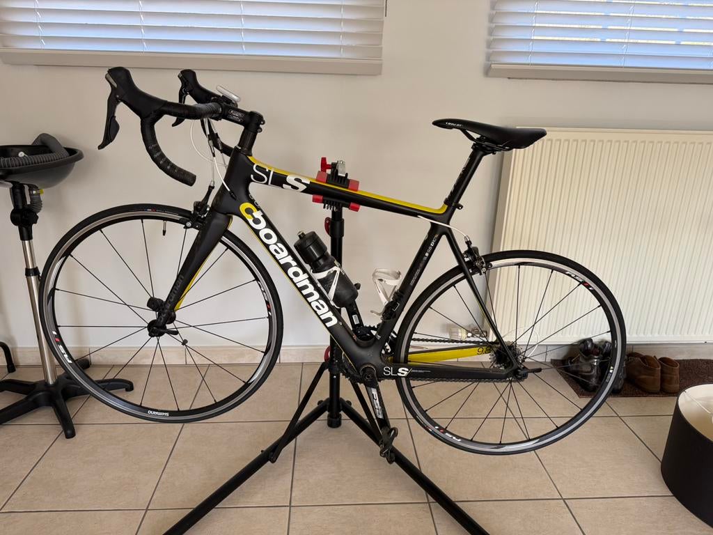 Koersfiets Boardman Bike SLS 9.8 Elite MD 53 cm. Zwart/Geel, Fietsen en Brommers, Fietsen | Racefietsen, Ophalen, Gebruikt, Carbon