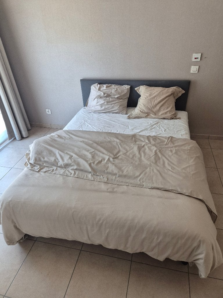 Nieuw boxspring bed Ikea 160 op 200cm, Neuf, Gris, Enlèvement, 200 cm