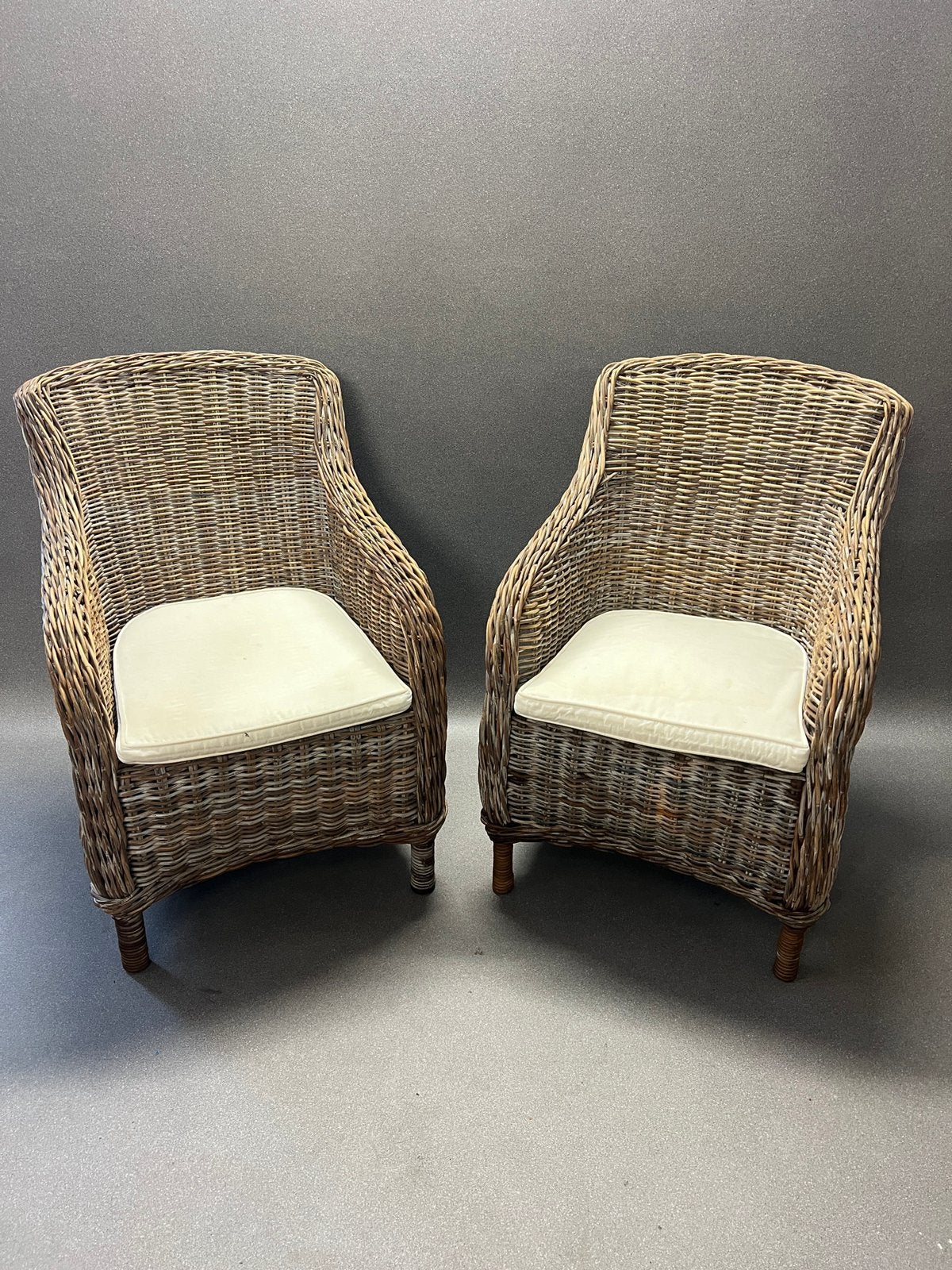 Lot de 2 fauteuils rotin avec coussins « Maison Pedderrey », Enlèvement, Comme neuf, Rotin