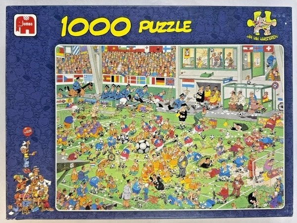 Jan van Haasteren Jumbo Puzzel 1000 Voetbakampioenschappen, Verzenden, 500 t/m 1500 stukjes, Zo goed als nieuw, Legpuzzel