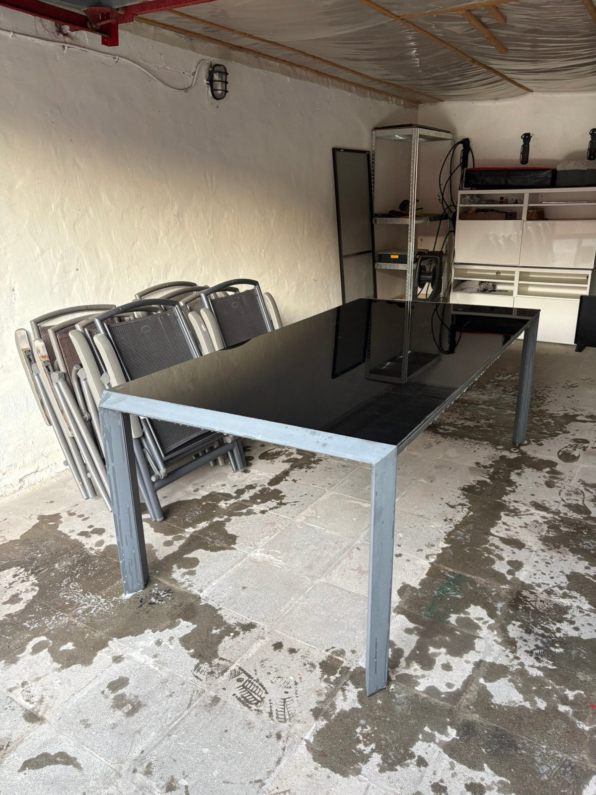 Kwalitatieve tuintafel 2x1m + 8 stoelen, Tuin en Terras, Ophalen, Gebruikt, 8 zitplaatsen, Tuinset