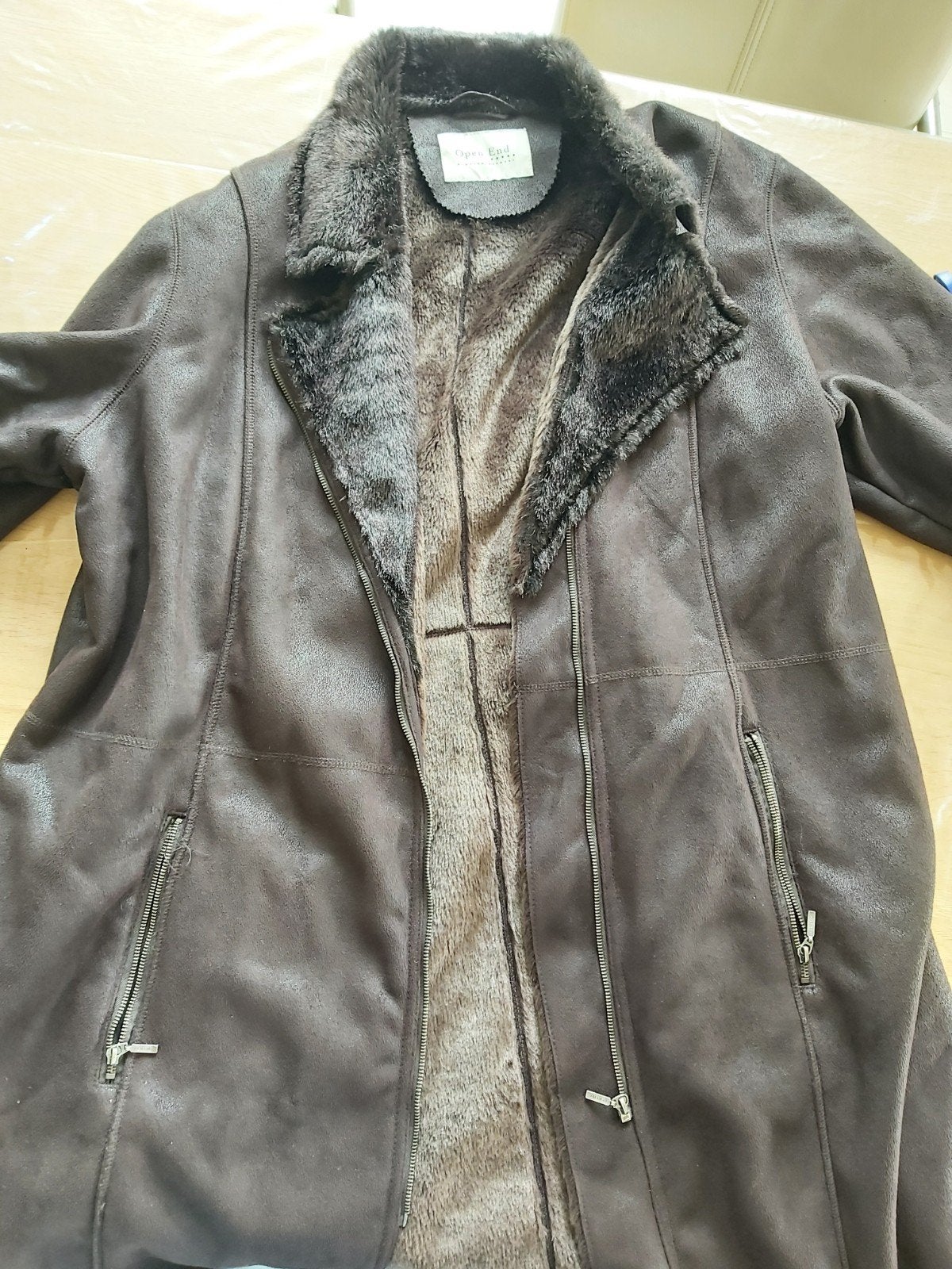 Warme winterjas dames, kleur bruin, maat 52, Ophalen, Bruin