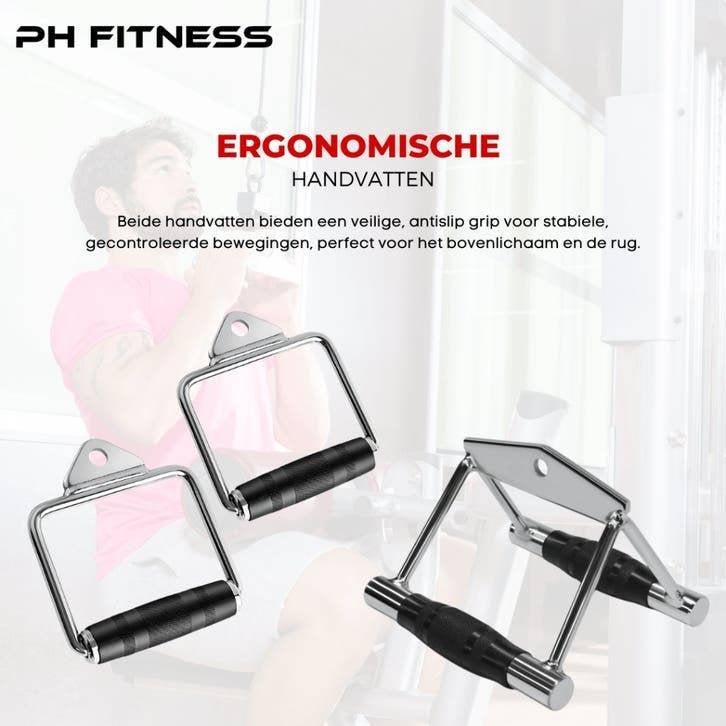 PH Fitness Multi Grip Cable Set - RVS Attachments, Sports & Fitness, Enlèvement ou Envoi, Neuf, Bras, Autres types
