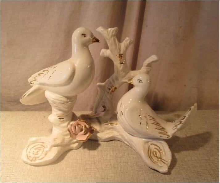 Belle statue en porcelaine italienne - 2 oiseaux Capodimonte, Enlèvement ou Envoi