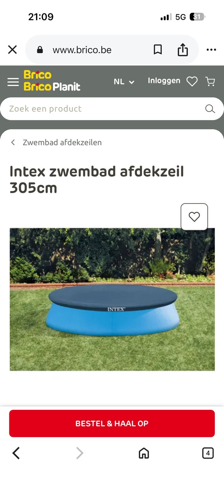 Intex zwembadafdekking met een diameter van 306 cm, Tuin en Terras, Zwembaden, Ophalen, Zo goed als nieuw