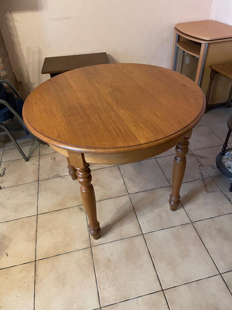 table et chaises, Maison & Meubles, Tables | Tables à manger, Enlèvement, Utilisé, Rond, Chêne