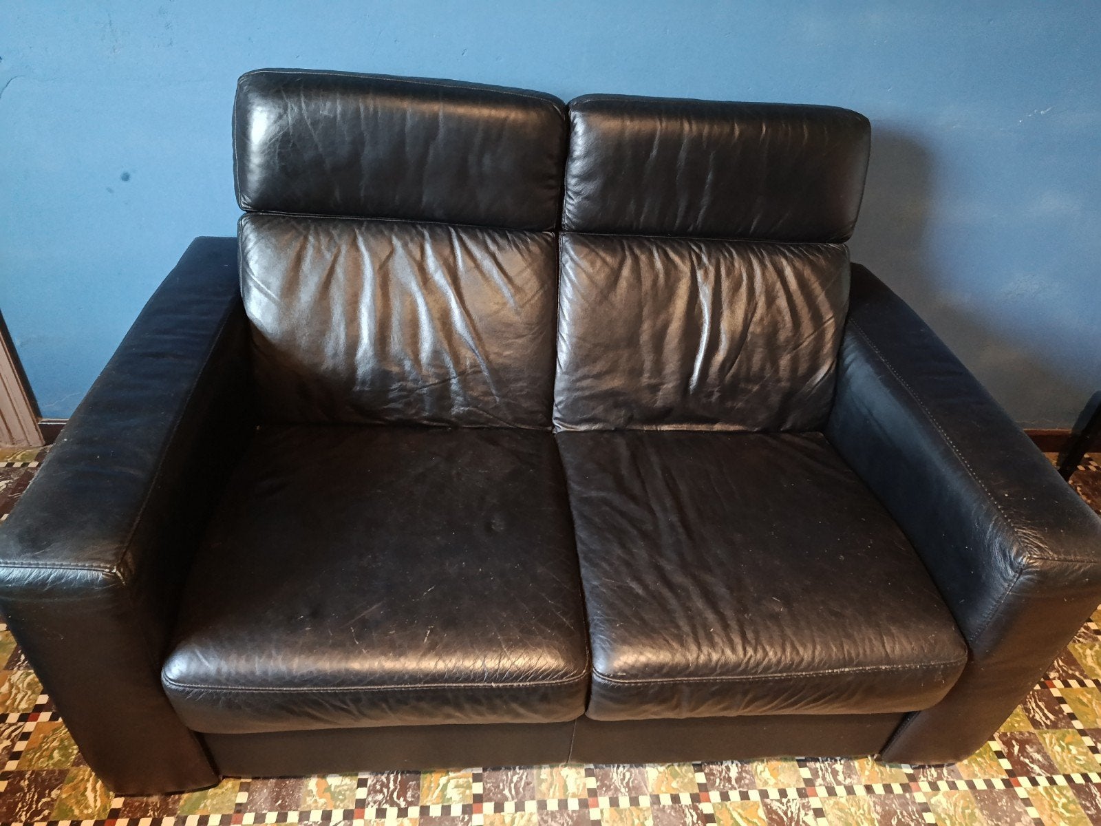2 zits en 2 stoelen van leer gratis, Huis en Inrichting, Ophalen of Verzenden