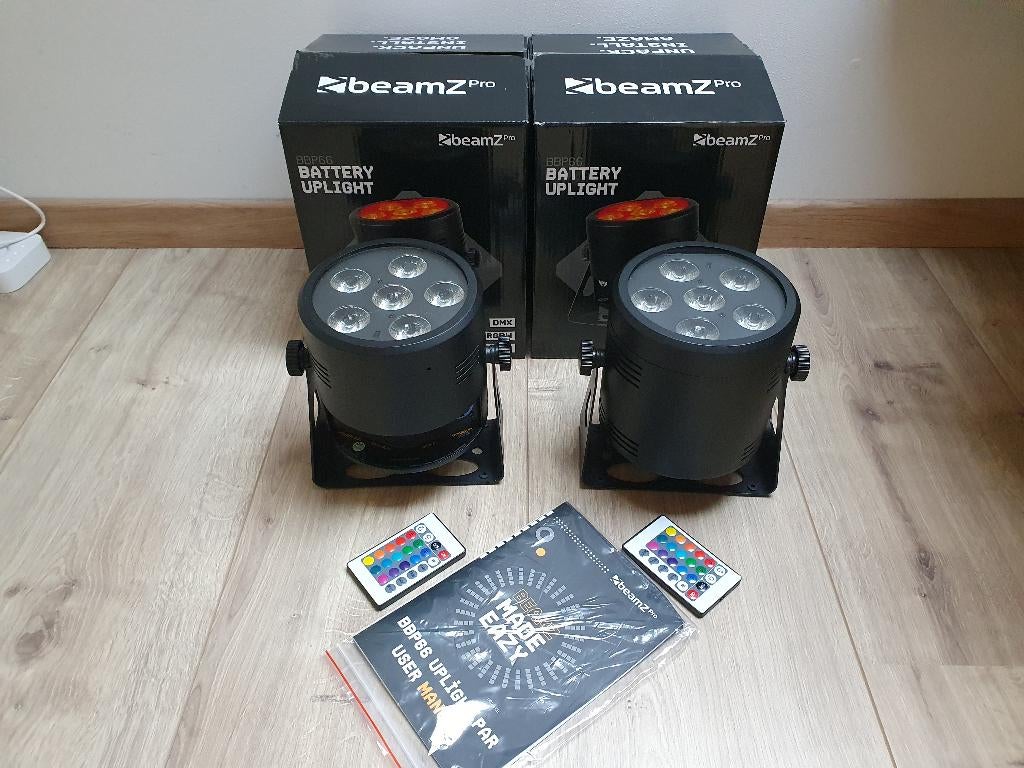 Beamz BBP66 Uplight spots (2 stuks !), Ophalen of Verzenden, Gebruikt, Licht, Geluidgestuurd