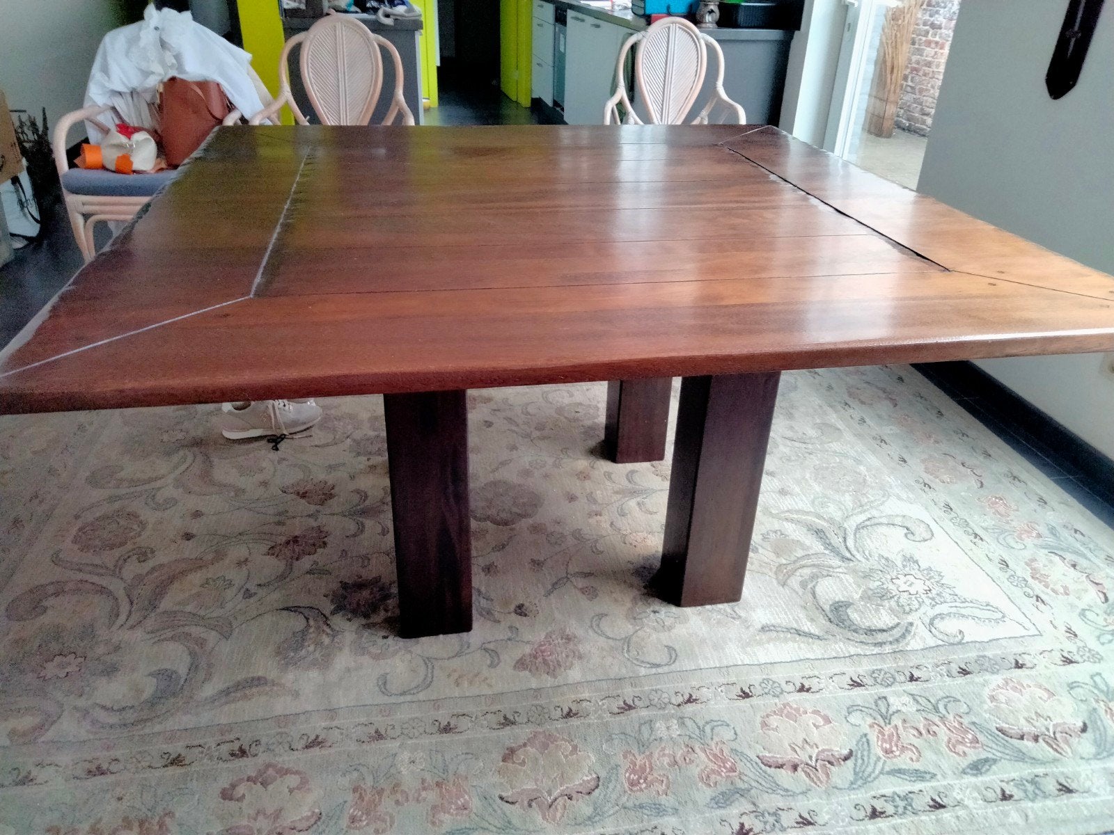 Vierkante houten tafel, Ophalen, Gebruikt, Vierkant, Vijf personen of meer