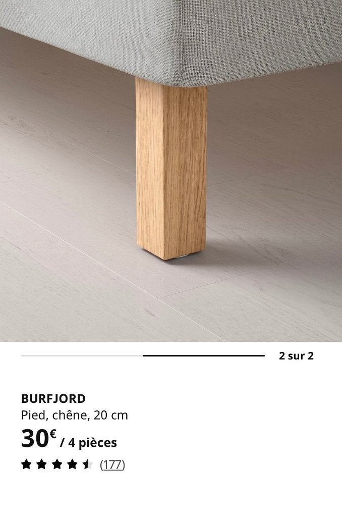 BURFJORD IKEA , Pied chêne 20 cm 2 x 4 pièces, Enlèvement, Comme neuf