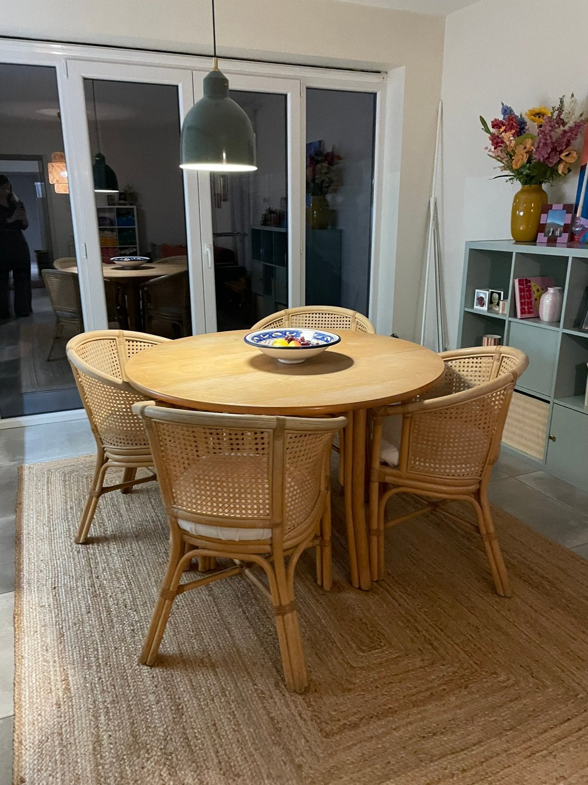 Eettafel met rotan stoelen, Huis en Inrichting, Ophalen, Gebruikt