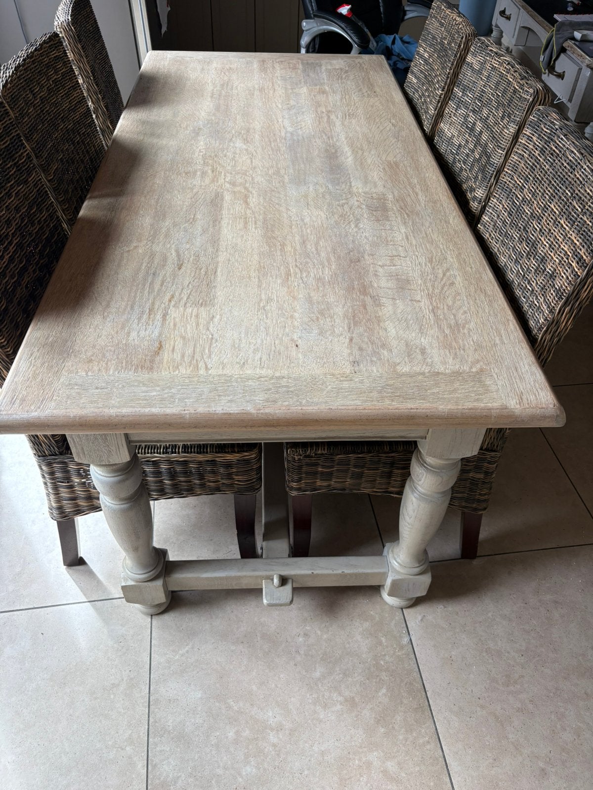 Eettafel in eik met 6 stoelen, 150 à 200 cm, Cinq personnes ou plus, Enlèvement, Utilisé