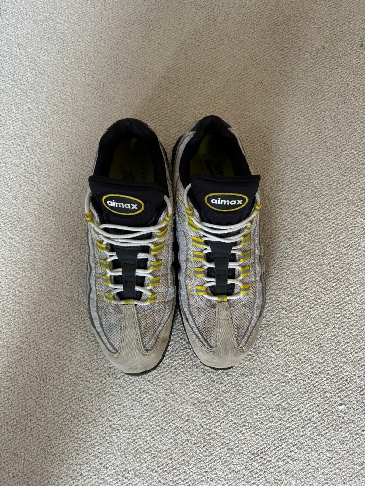 Nike Air Max – Maat 46 – Grijs/Wit/Geel – Goede staat, Overige kleuren, Verzenden, Sneakers, Gedragen