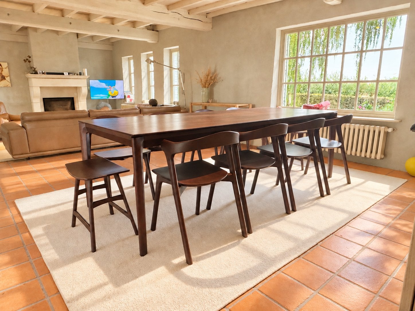 Table et chaises Etnicraft Bok, Enlèvement, Utilisé, Warm Organisch Scandinavisch design met een sculpturale toets, 8 chaises ou plus