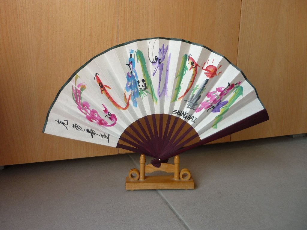 Houten opvouwbare handwaaier Chinese waaier Claudia, Ophalen of Verzenden