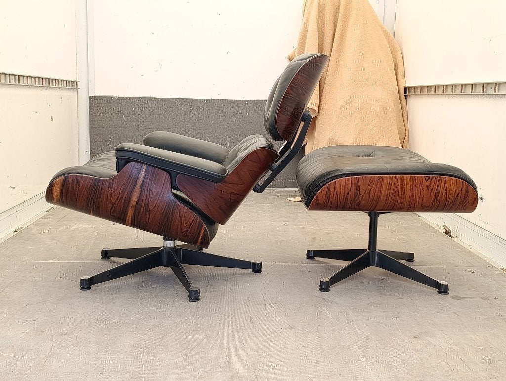 Eames lounge chair + ottoman rio palissander Vitra 1980s, Ophalen of Verzenden
