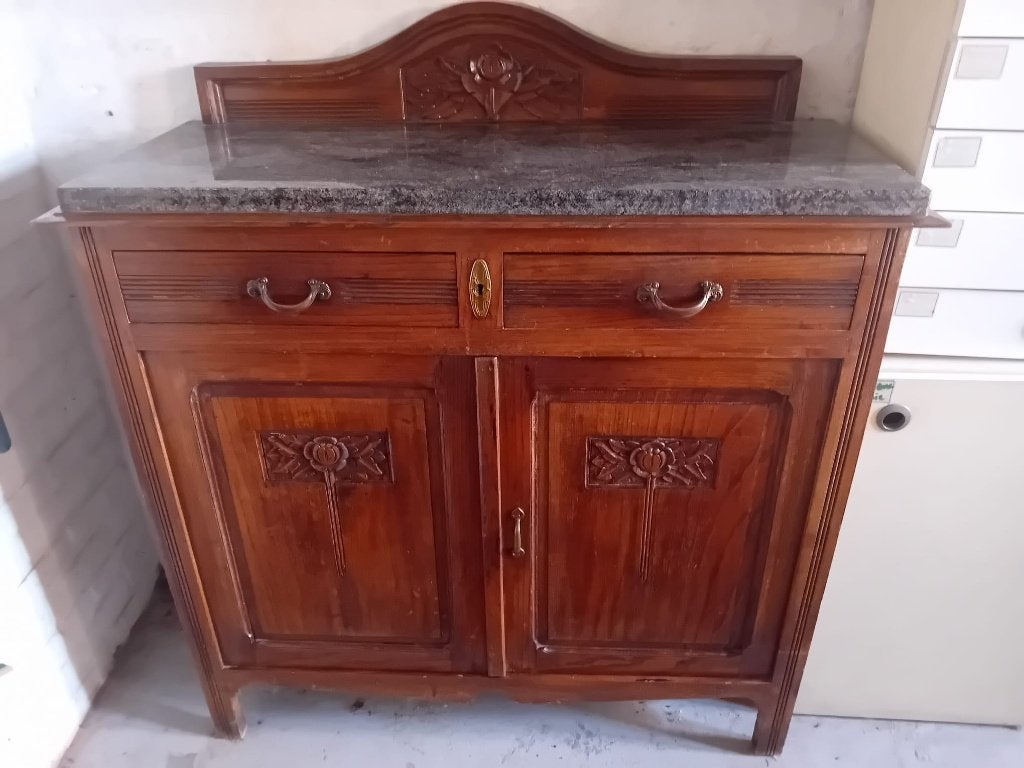 buffetkast / dressoir met marmeren blad, Antiek en Kunst, Curiosa en Brocante, Ophalen