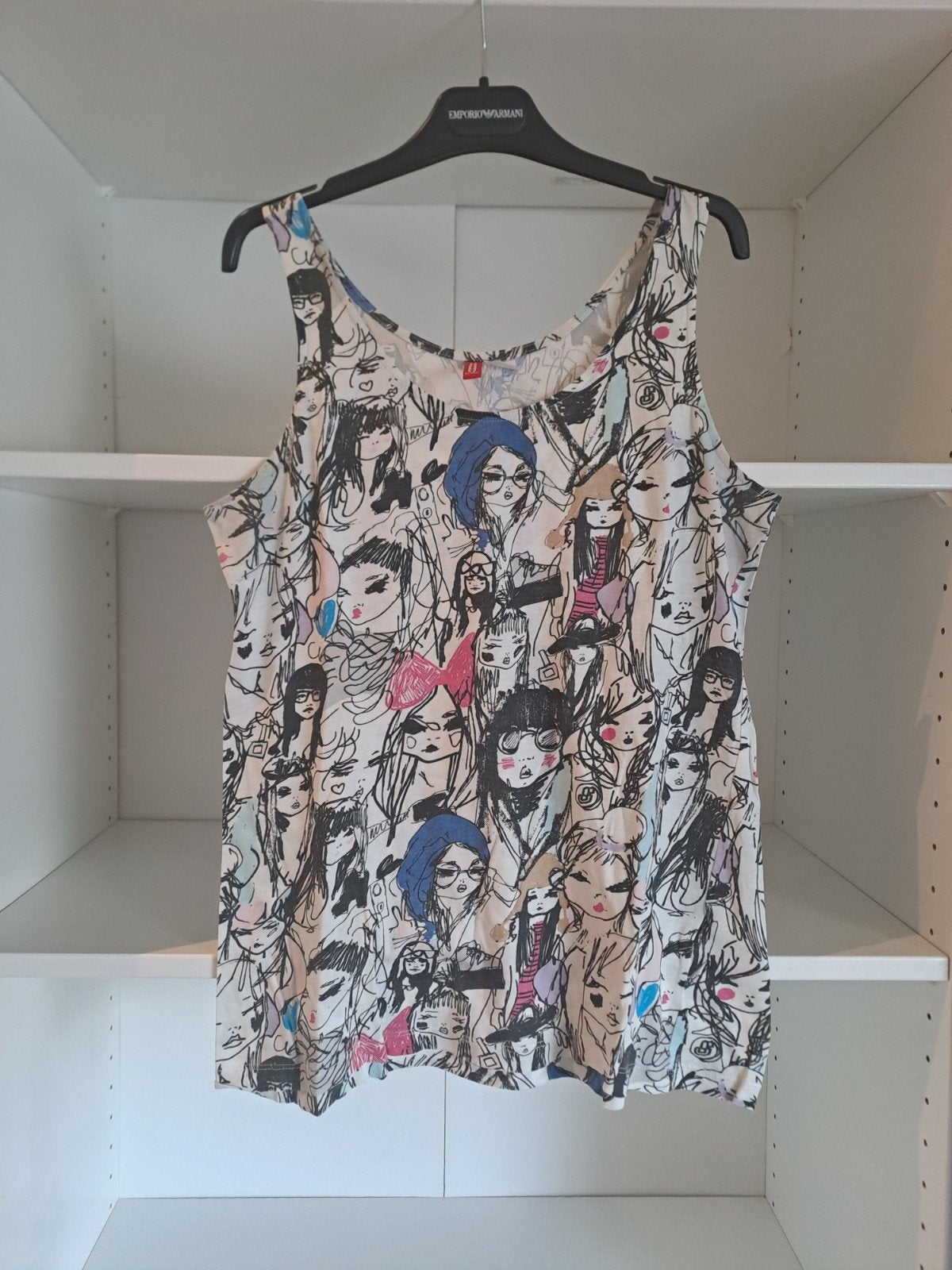 Mt 38 Wit topje zonder mouwen met meisjesgezichten, Kleding | Dames, Maat 38/40 (M), H&M, Meerkleurig, Ophalen of Verzenden