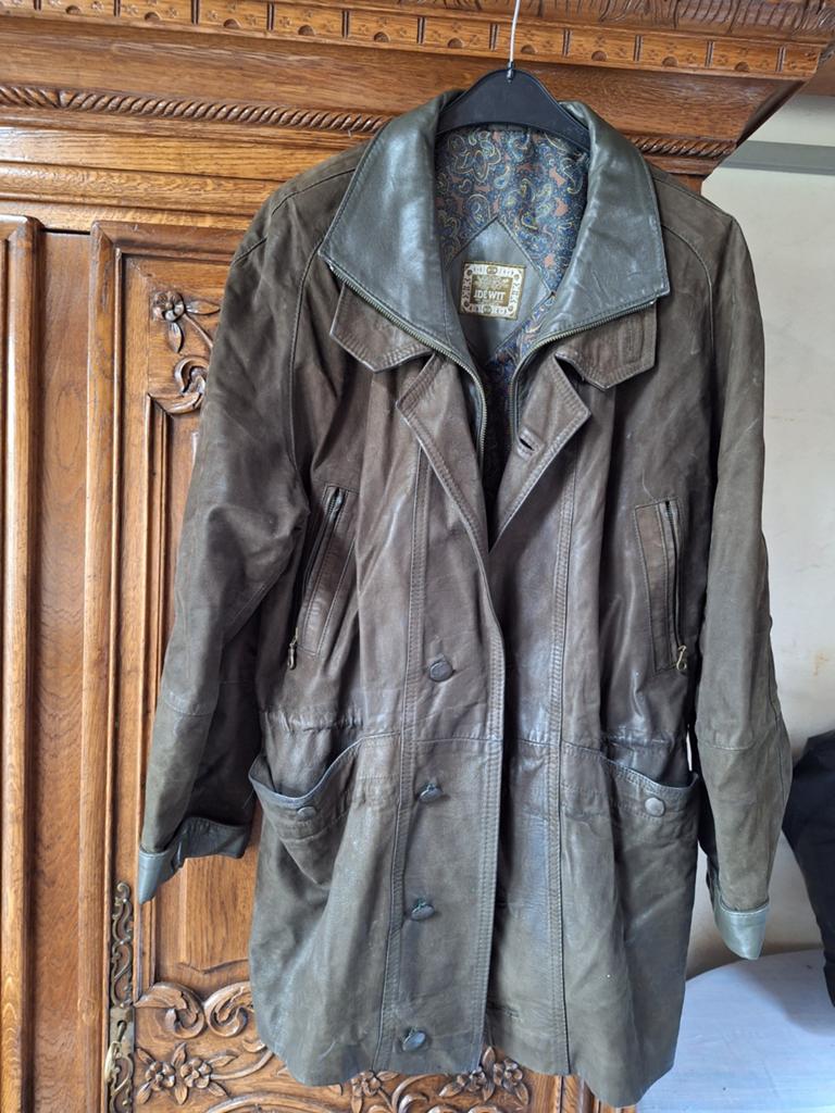 Leder lange jas voor heren maat 52, Kleding | Heren, Ophalen, Maat 52/54 (L)