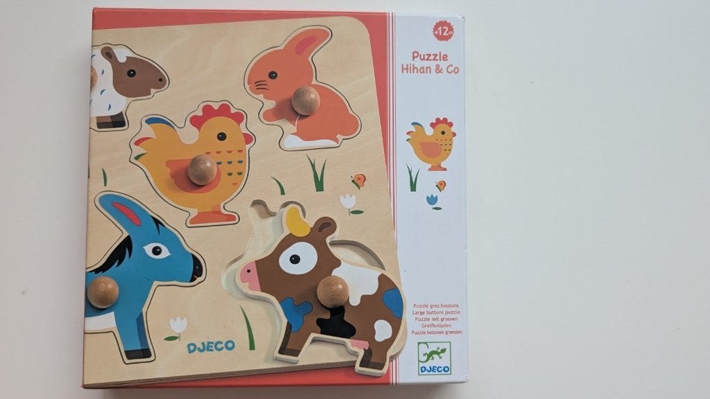 Twee inlegpuzzels Djeco, Ophalen, Zo goed als nieuw, Van hout, Minder dan 10 stukjes