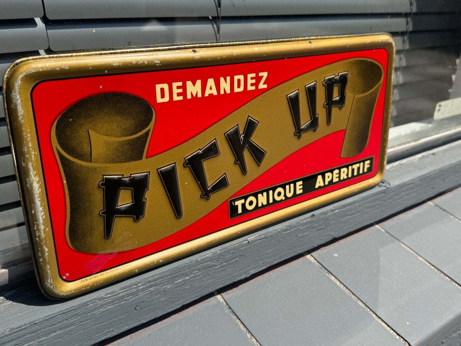 Pick Up Apertif oud reclamebord, Verzamelen, Ophalen of Verzenden, Gebruikt, Reclamebord