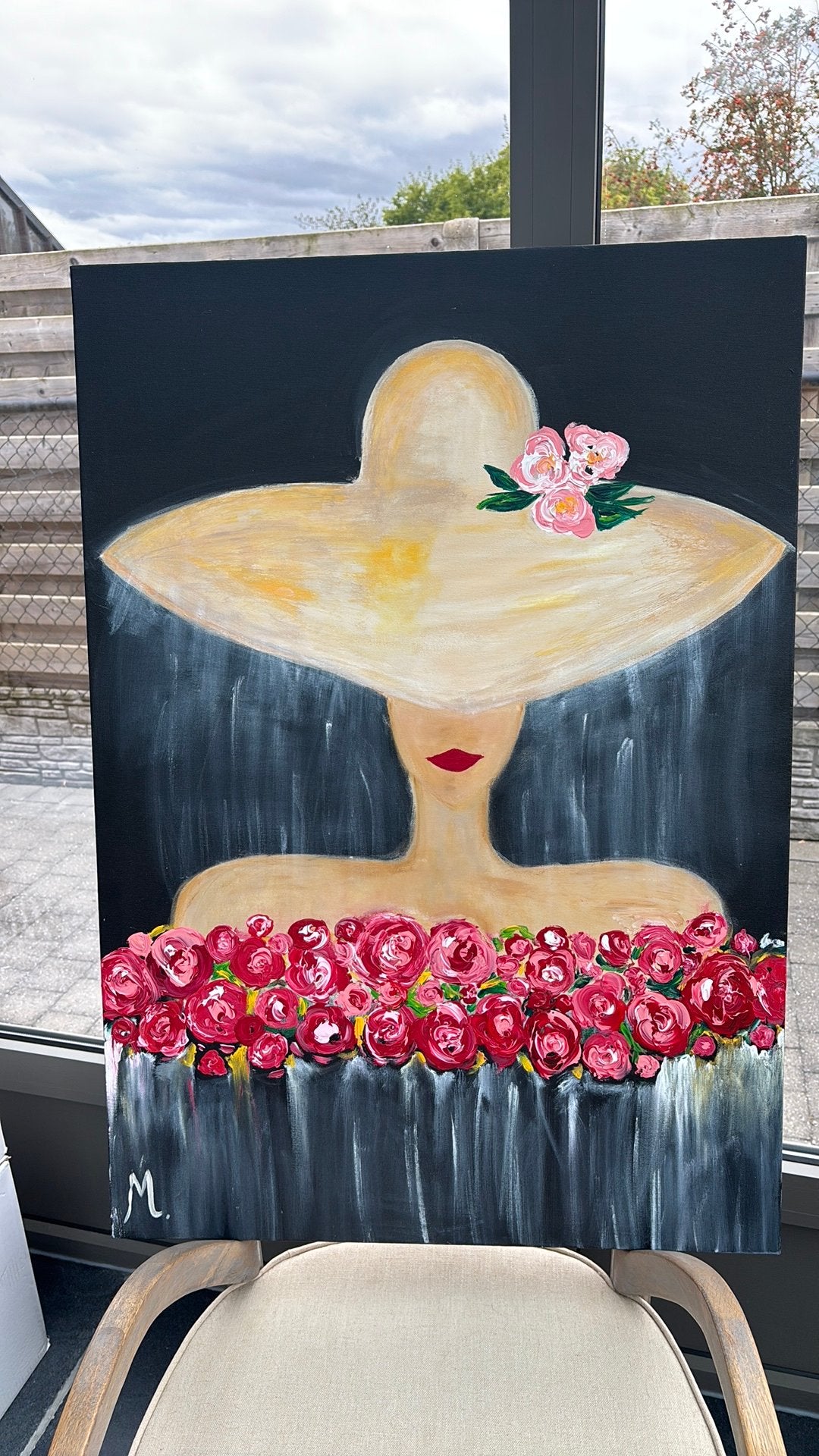 Decoratief schilderij 70 x 100 cm, Antiquités & Art, Enlèvement, Signé, Portrait