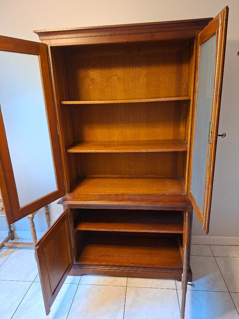 Kerselaren boekenkast – 4 deuren, Ophalen, 100 tot 150 cm, 150 tot 200 cm, 25 tot 50 cm