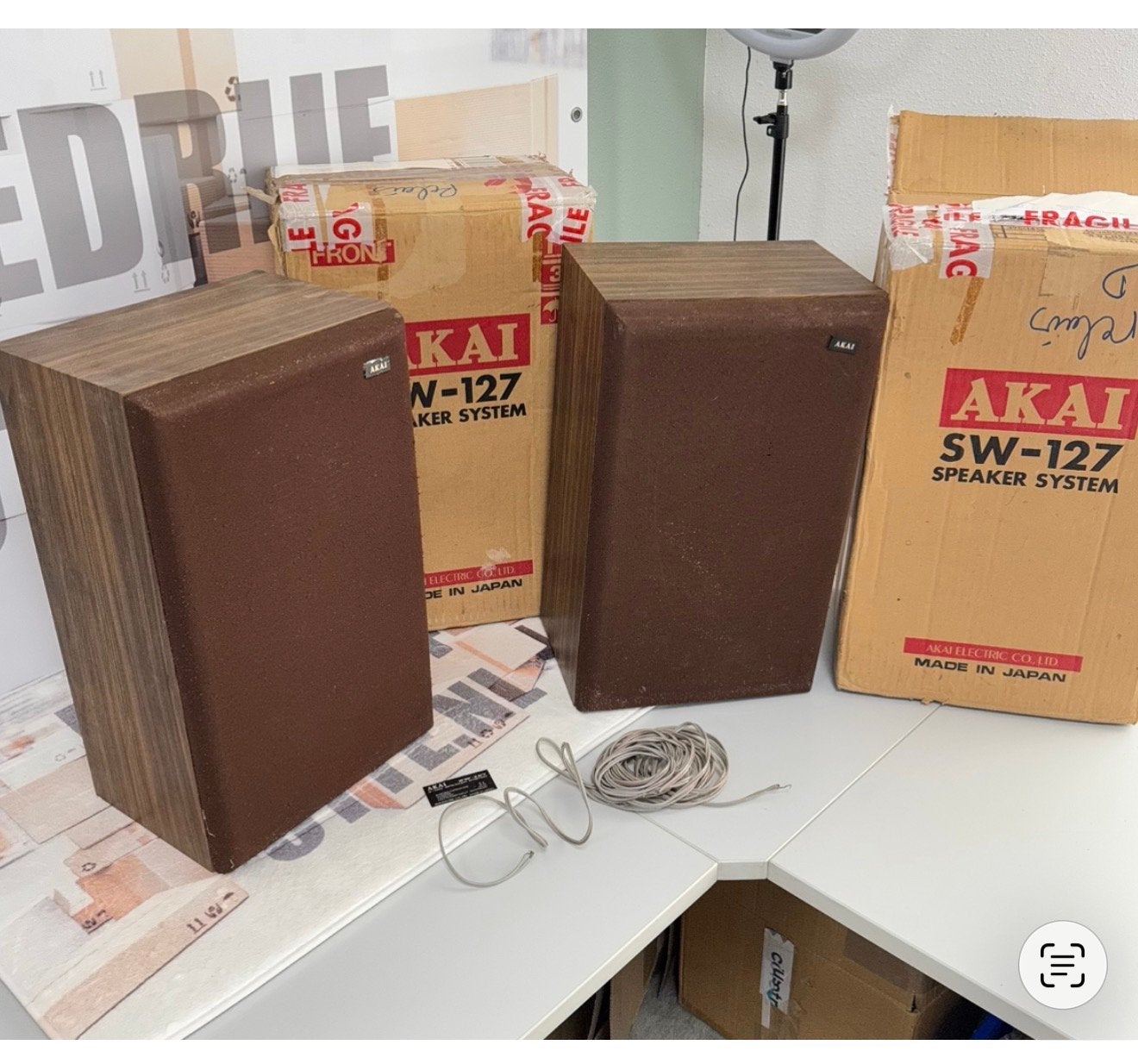 1965 set Akai SW-127 Single 2 Way Speaker Speakers vintage, Ophalen of Verzenden, Nieuw, Front, Rear of Stereo speakers, Overige merken