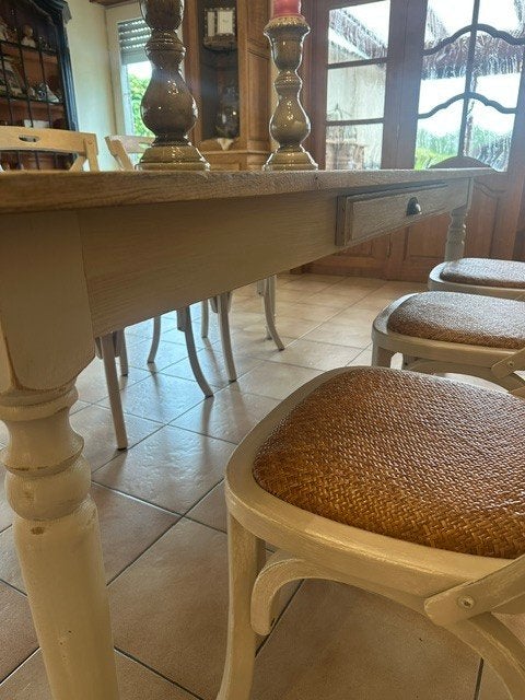 massieve eiken eettafel, Huis en Inrichting, Ophalen, Eikenhout, Rechthoekig, Landelijk